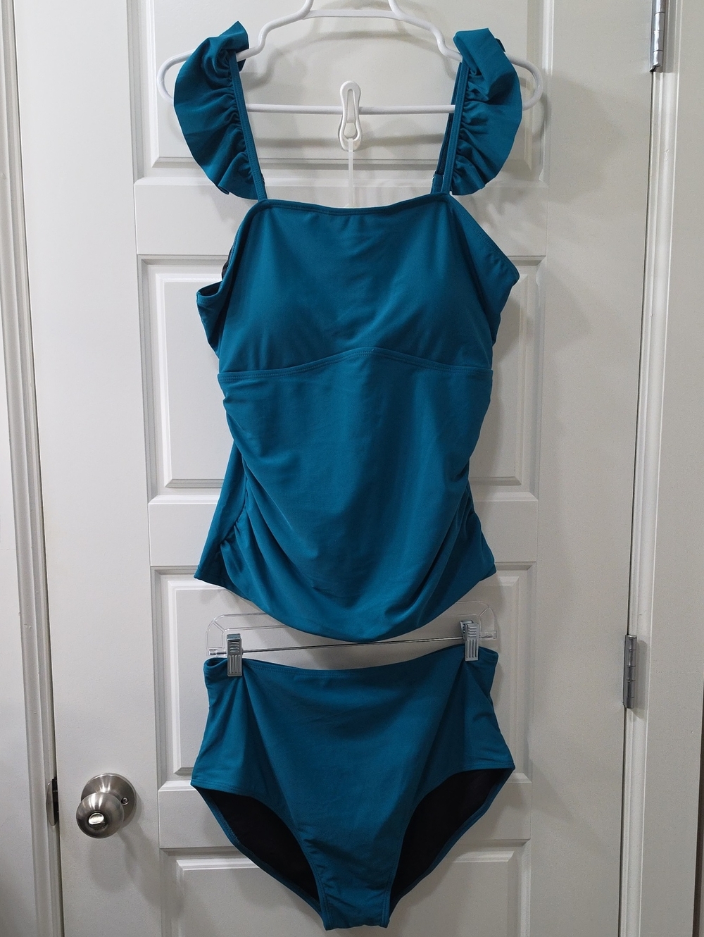 💙 Kate Kasin Teal Ruffle‑Strap Two‑Piece Swimsuit – Women’s - Large 💙